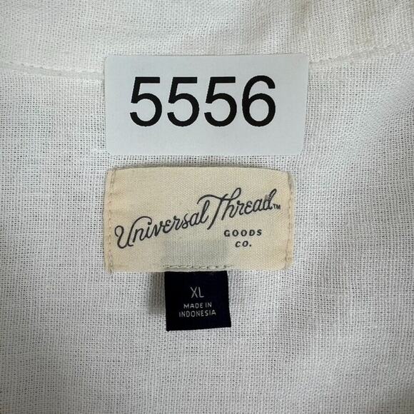 Universal Thread Shirt Women XL White Button Up Collared Short Sleeve Linen - Picture 5 of 8